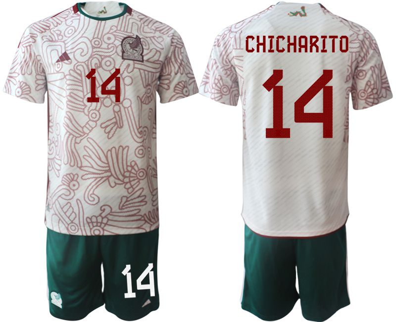 Men 2022 World Cup National Team Mexico away white 14 Soccer Jerseys